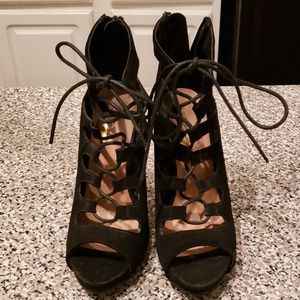 Black Laced Tie Stilettos